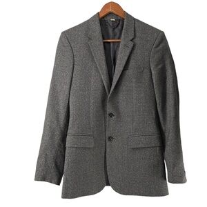 Burberry Blazer Grey Textured Wool cashmere Sandhurst Tailored Jacket sz 44 R